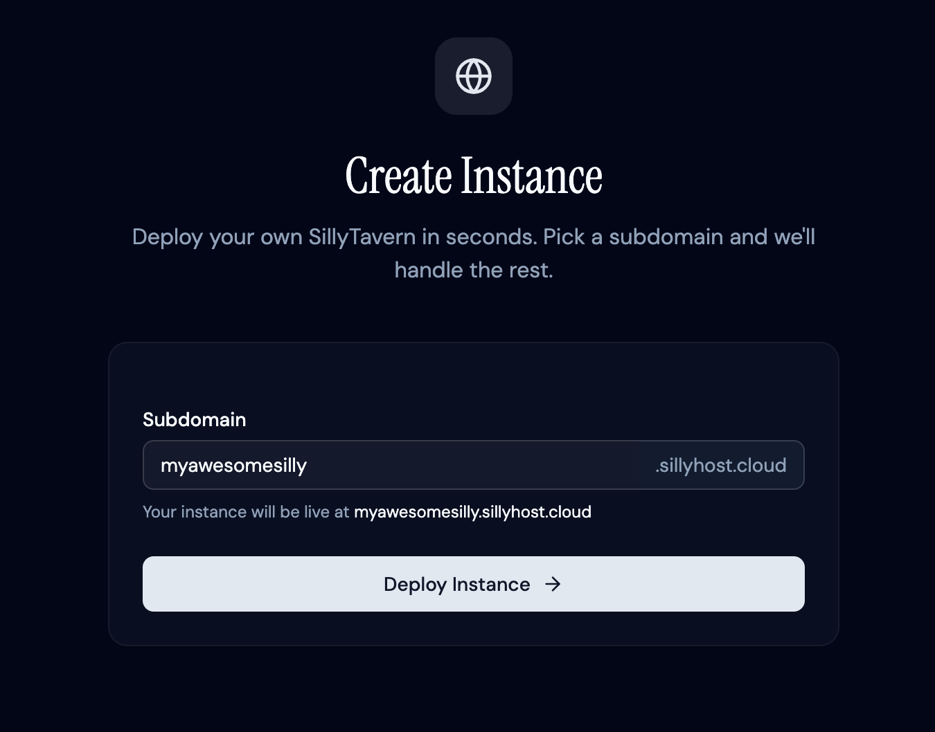 One-click deployment interface
